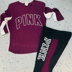 Pink Workout leggings and shirt set